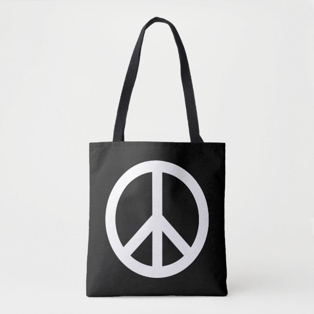 Peace symbol shoulder tote bag in custom colours (Front)