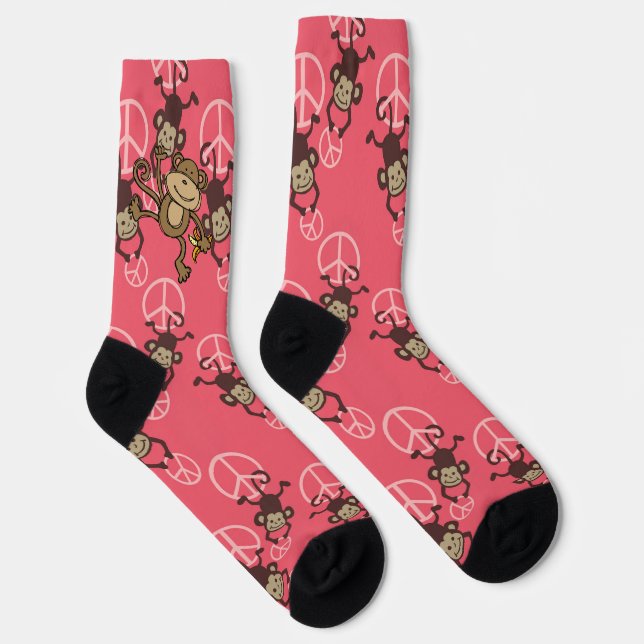 Peace Symbol Silly Monkeys Socks (Right)