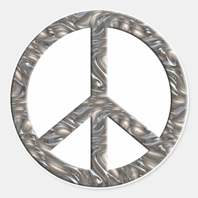 PEACE symbol  - SILVER Classic Round Sticker (Front)