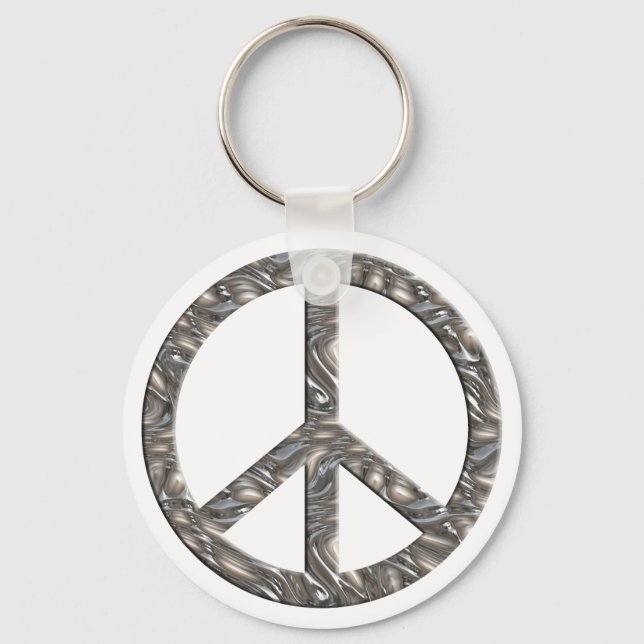 PEACE symbol  - SILVER Keychain (Front)