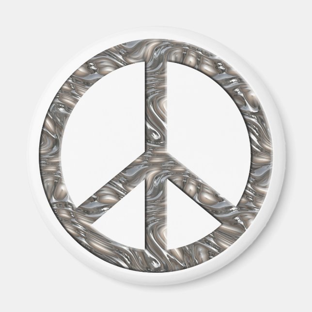 PEACE symbol  - SILVER Magnet (Front)