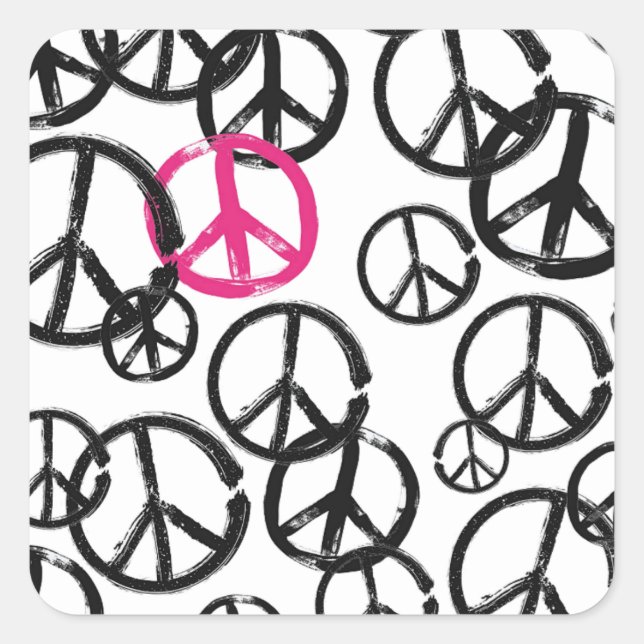 Peace symbol square sticker (Front)