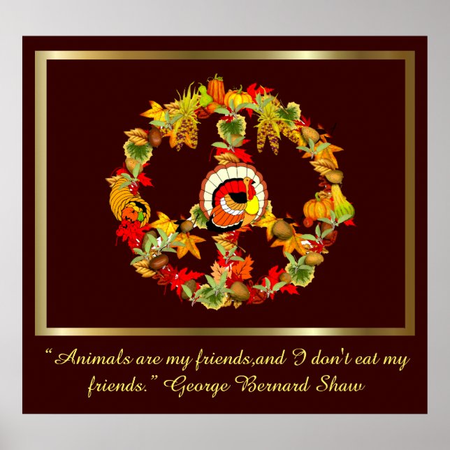 Peace Symbol Thanksgiving Turkey Poster (Front)