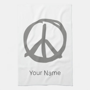 Peace Symbol Vintage Sign For Peaceful Hippie Kitchen Towel