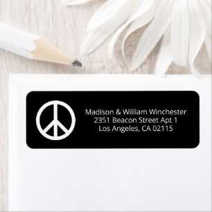 Peace symbol white black minimalist custom address