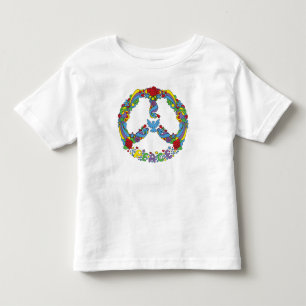 Peace symbol with flowers and stars pop-art style toddler t-shirt