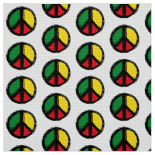 Peace Symbol with reaggae colours Fabric