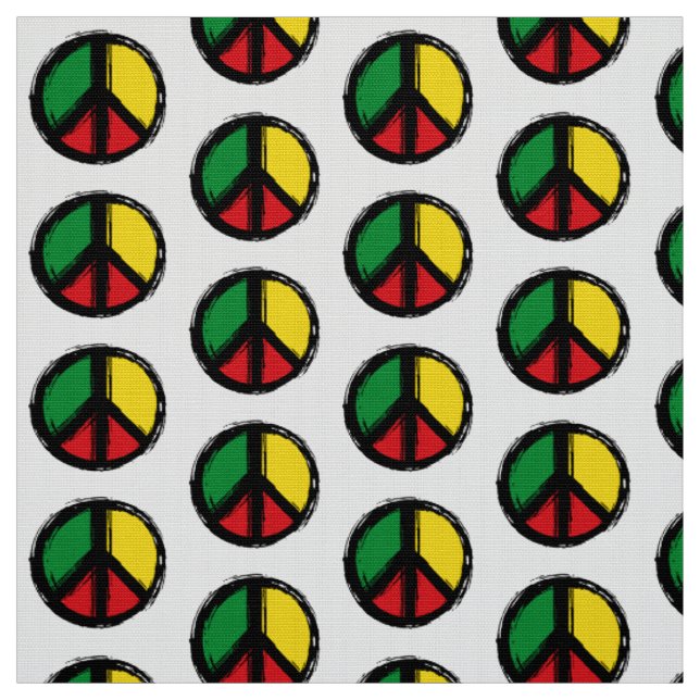 Peace Symbol with reaggae colours Fabric (Swatch)