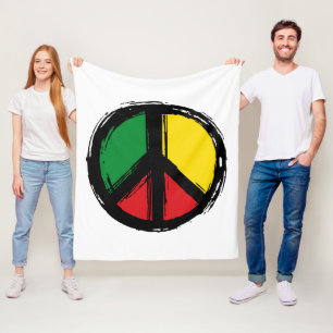 Peace Symbol with reaggae colours Fleece Blanket