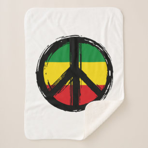 Peace Symbol with reaggae style Sherpa Blanket