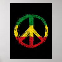 Peace Symbol With Reggae Colours