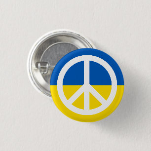 Peace symbol with Ukraine flag anti war 1 Inch Round Button