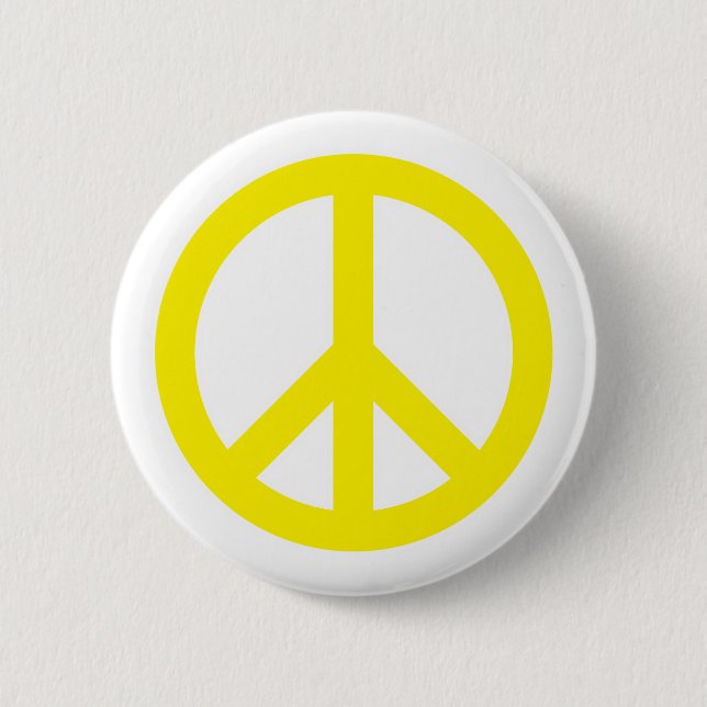 Peace Symbol - Yellow 2 Inch Round Button (Front)