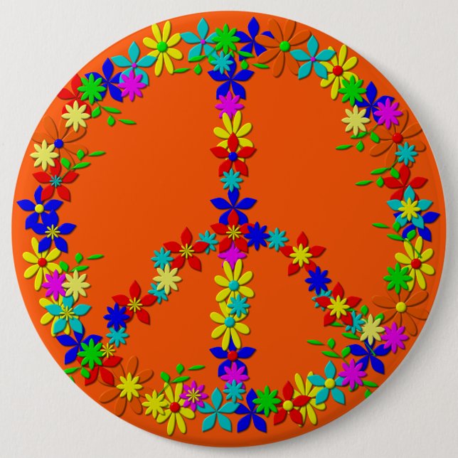 peace symbols, 6 inch round button (Front)