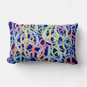 Peace Symbols Art Lumbar Pillow