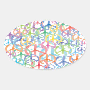 Peace Symbols Art Oval Sticker