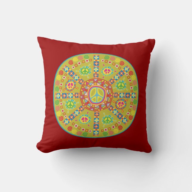 Peace Symbols Design Throw Pillow (Front)