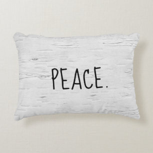 PEACE Text On Birch Tree  Accent Pillow