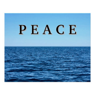 PEACE Text On Blue Lake Michigan  Poster