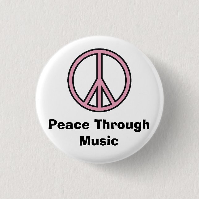 Peace Through Music 1 Inch Round Button (Front)