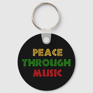 Peace Through Music Keychain