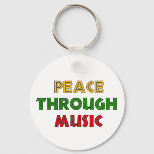 Peace Through Music Keychain