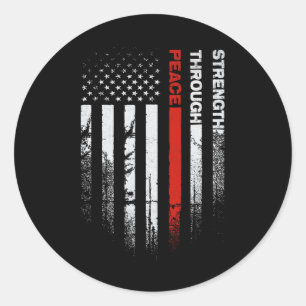 Peace Through Strength Distressed Flag Usa Classic Round Sticker