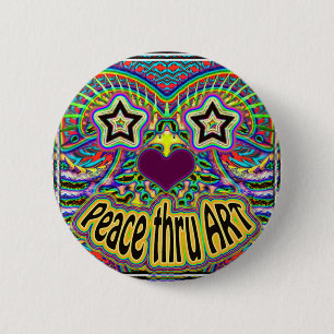 peace-thru-art-star-face 2 inch round button
