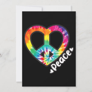 Peace Tie Dye Vintage Heart Hippie Retro Groovy Invitation