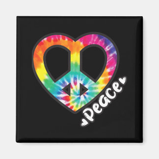 Peace Tie Dye Vintage Heart Hippie Retro Groovy Magnet
