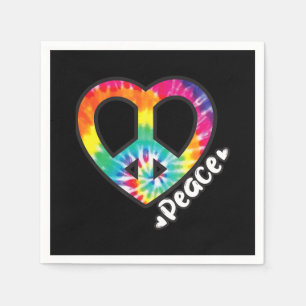 Peace Tie Dye Vintage Heart Hippie Retro Groovy Napkin