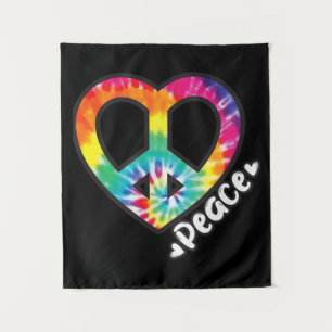 Peace Tie Dye Vintage Heart Hippie Retro Groovy Tapestry