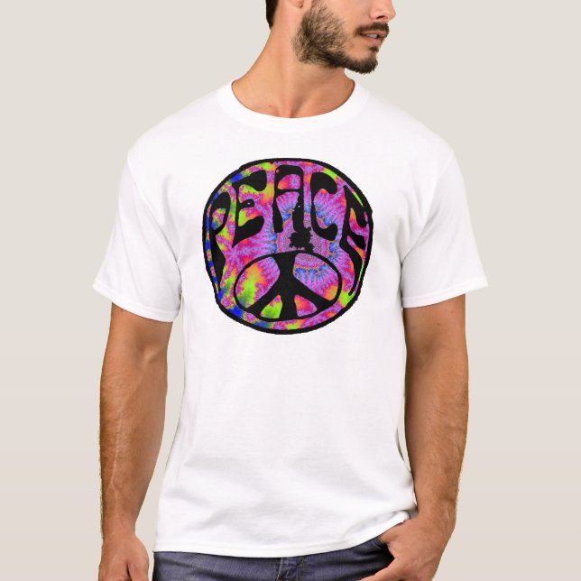 Peace - Tie Dyed Background T-Shirt (Front)