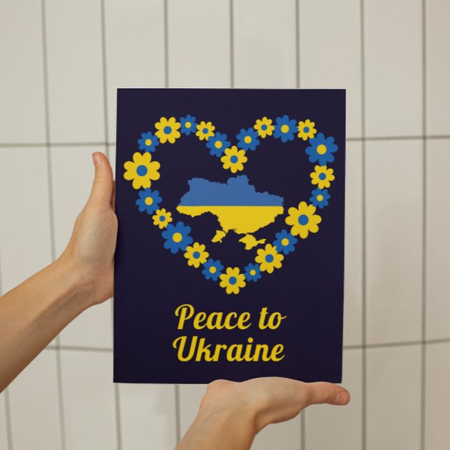 Peace to Ukraine Floral Wreath Flag Map Small Poster (Creator Uploaded)