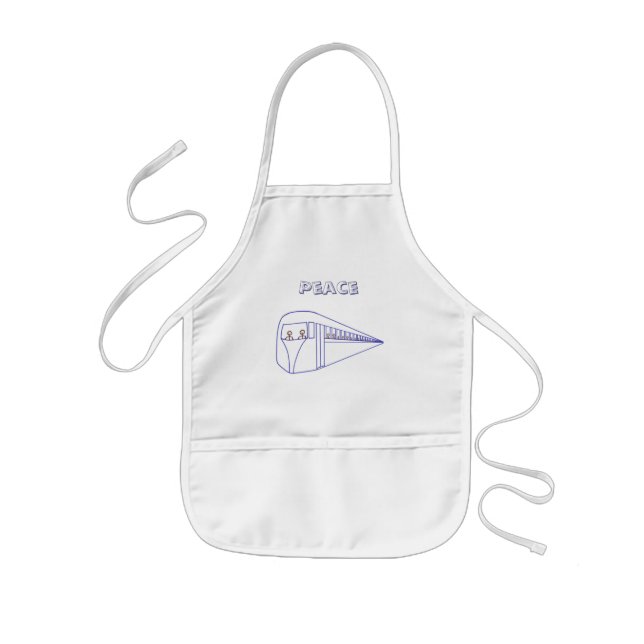 Peace train, outline art drawing,  colouring apron (Front)