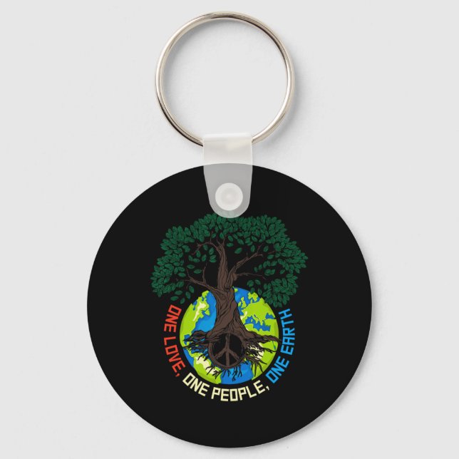 Peace Tree Love - Environmental Protection Earth D Keychain (Front)