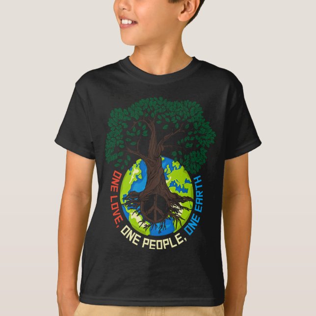 Peace Tree Love - Environmental Protection Earth D T-Shirt (Front)