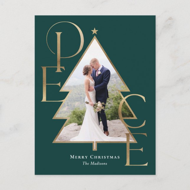 Peace Tree Modern Holiday Photo Card Postcard (Front)