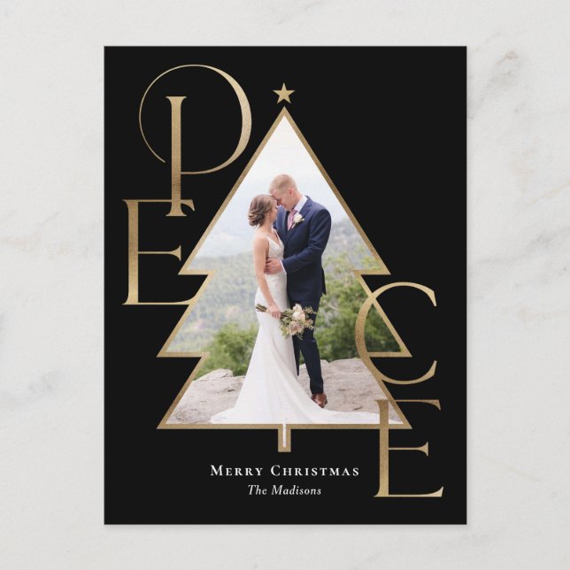 Peace Tree Modern Holiday Photo Card Postcard (Front)