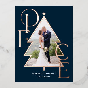 Peace Tree REAL FOIL Holiday Photo Card Postcard