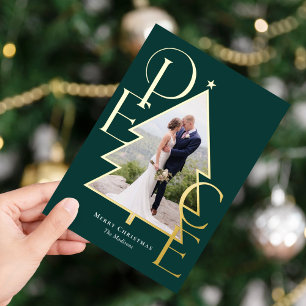 Peace Tree REAL FOIL Modern Holiday Photo Card