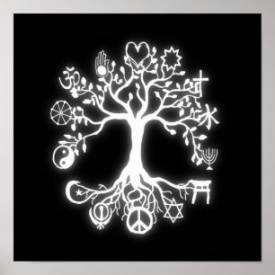 Peace Tree - White Glow Poster