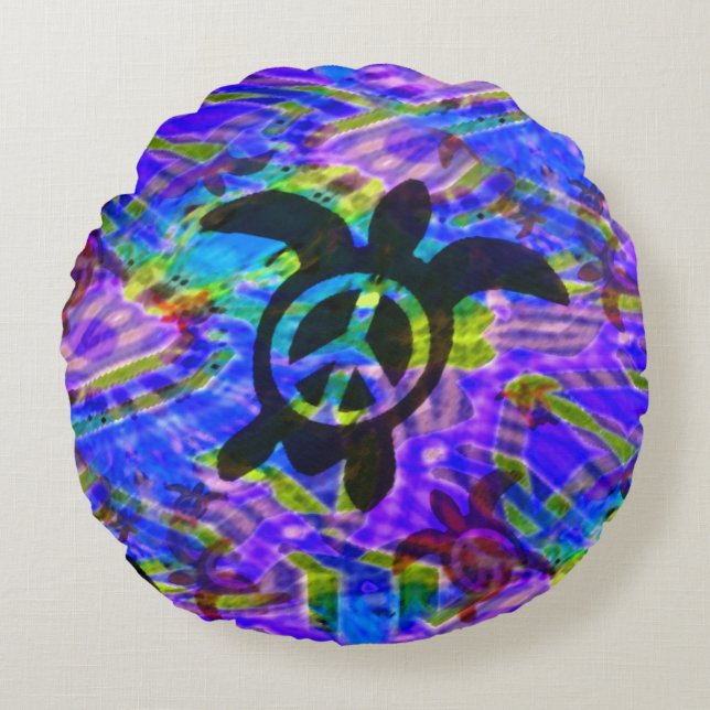 Peace Turtle Round Pillow (Front)