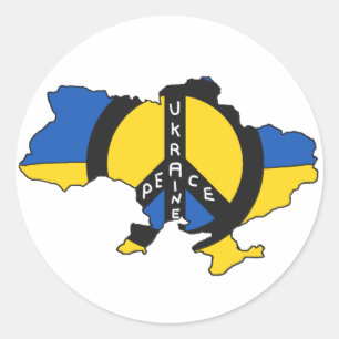 Peace Ukraine Flag Map Classic Round Sticker