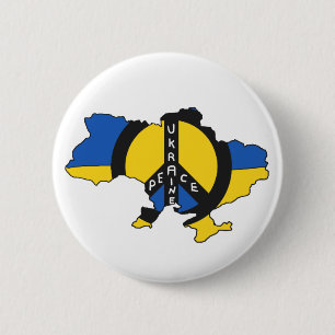Peace Ukraine Map Flag 2 Inch Round Button