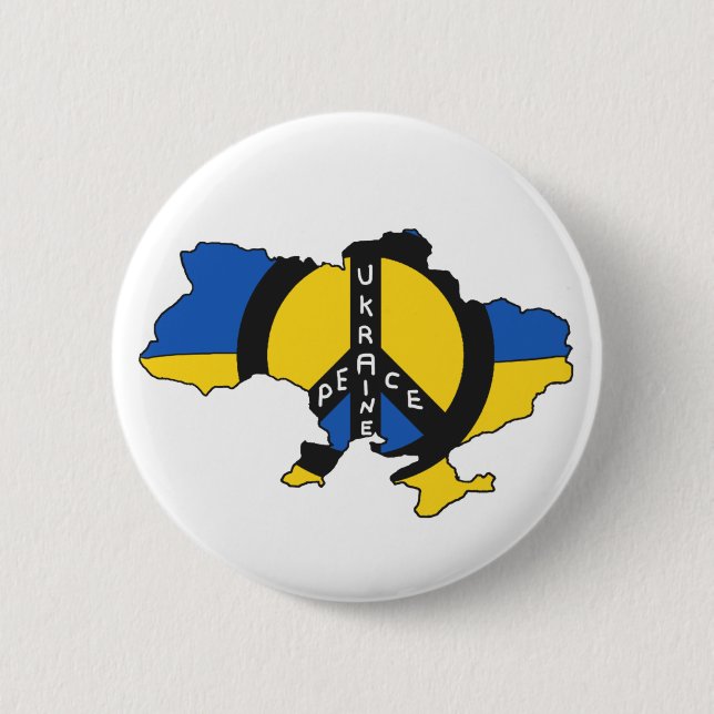 Peace Ukraine Map Flag 2 Inch Round Button (Front)