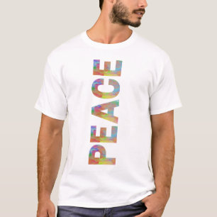 Peace Vertical Colorful Text Design T-Shirt
