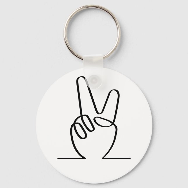 Peace vrede symbol. V vingers voor vrijheid.  Keychain (Front)
