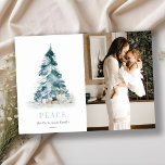 Peace Watercolor Pine Christmas Tree Gift Photo Holiday Card<br><div class="desc">If you need any further customisation please feel free to message me on yellowfebstudio@gmail.com.</div>