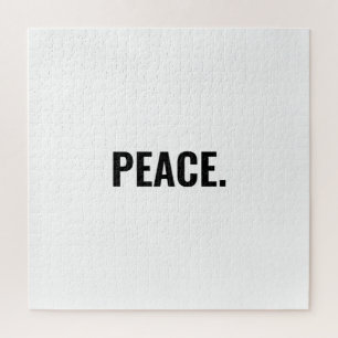 Peace white and black text minimalist anti war jigsaw puzzle